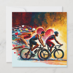 Cartes Pour Fêtes Annuelles Art inspiré du triathlon pour athlètes, Saint-Vale