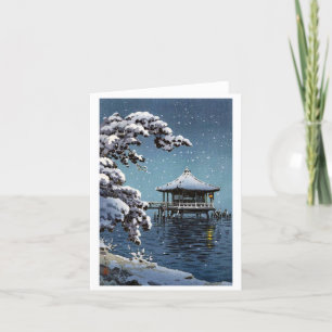 Cartes Pour Fêtes Annuelles Art japonais oriental frais de scène d'hiver de