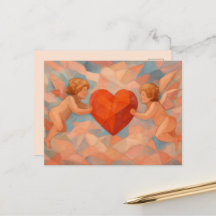 Art Lover Expressionist Cherubs Valentine Postcard