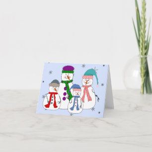 Cartes Pour Fêtes Annuelles Art lunatique de neige d'enfants de bonhommes de
