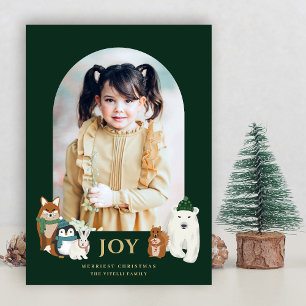 Cartes Pour Fêtes Annuelles Art moderne mignonne Animaux Arch Photo Noël   Ver