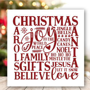 Cartes Pour Fêtes Annuelles Art moderne Red Script amusant métro de Noël