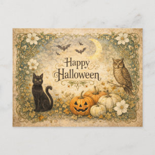 Cartes Pour Fêtes Annuelles Art Nouveau Chat Noir Hibou Halloween