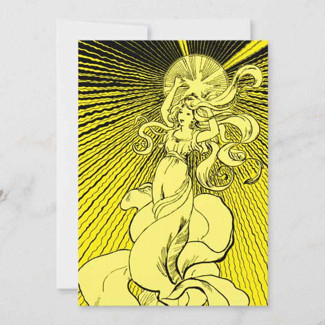 Cartes Pour Fêtes Annuelles Art Nouveau Fille Avec Étoile Lumière (Devant)
