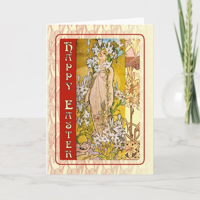 Cartes Pour Fêtes Annuelles Art Nouveau Joyeuses Pâques (Devant)