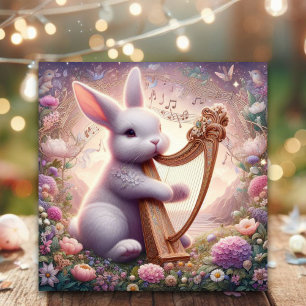 Cartes Pour Fêtes Annuelles Art Nouveau Lapin Musical Pâques