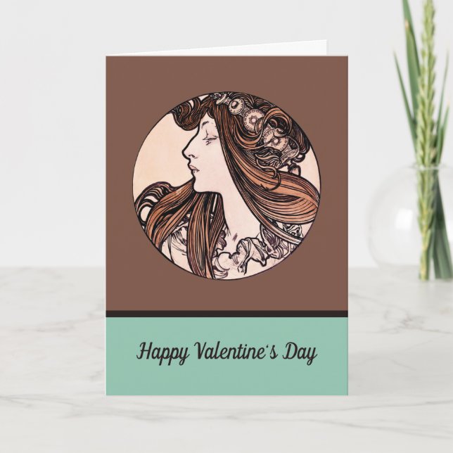 Cartes Pour Fêtes Annuelles Art Nouveau Saint Valentin Soeur Alphonse Mucha (Devant)