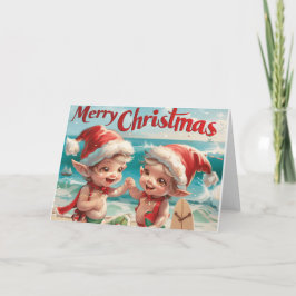 Cartes Pour Fêtes Annuelles Art numérique de Noël de Baby Elves Beach