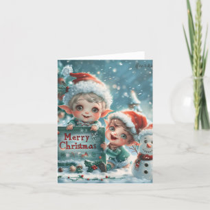 Cartes Pour Fêtes Annuelles Art numérique de Noël des elfes de bébé