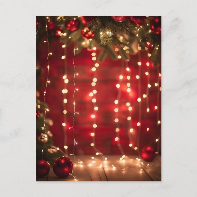 Cartes Pour Fêtes Annuelles Art numérique de Noël rouge et blanc (Devant)