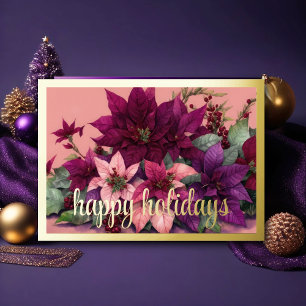 Cartes Pour Fêtes Annuelles Art Poinsettia Arrangement Bourgogne Purple Pêche