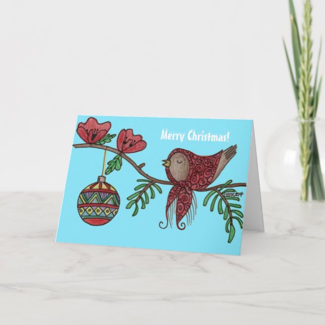 Cartes Pour Fêtes Annuelles Art populaire d'Ukrainien de Noël d'oiseau de baba (Devant)