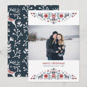 Cartes Pour Fêtes Annuelles Art populaire nordique   Vacances de Noël