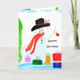 Cartes Pour Fêtes Annuelles Art Snowman Conçu