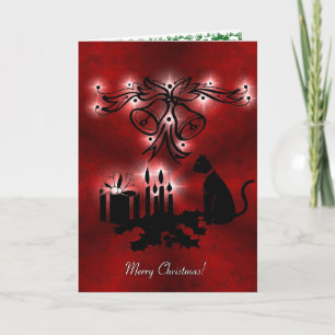 Cartes Pour Fêtes Annuelles Artdeco de Noël avec chat noir