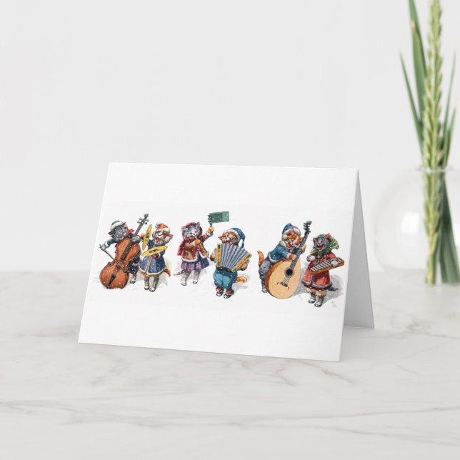Cartes Pour Fêtes Annuelles Arthur Thiele - Chats jouant des instruments de mu (Devant)