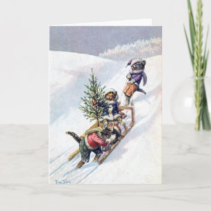 Cartes Pour Fêtes Annuelles Arthur Thiele - les chats apportent à la maison un