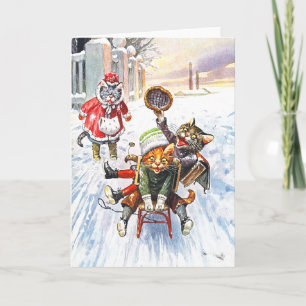 Cartes Pour Fêtes Annuelles Arthur Thiele - Sledding incliné allant de neige