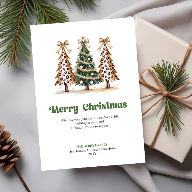 Cartes Pour Fêtes Annuelles Artistic Leopard Gold Green Christmas Tree Card (Artistic Leopard Gold Green Christmas Tree Greeting Card)