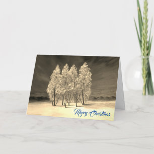 Cartes Pour Fêtes Annuelles Artsy Fir Trees Bleu Noël Peinture originale