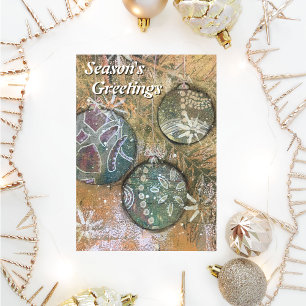 Cartes Pour Fêtes Annuelles Artsy Mélange Médias Arbre de Noël Ornements