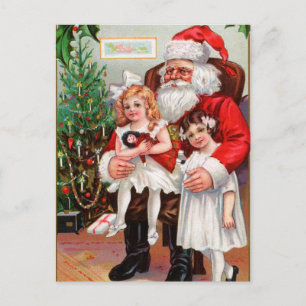Cartes Pour Fêtes Annuelles Assis sur Père Noël Lap