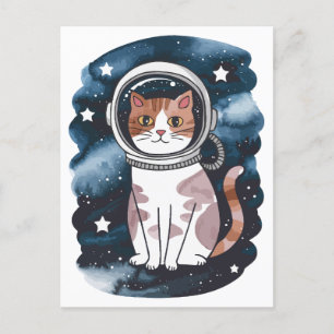 Cartes Pour Fêtes Annuelles Astronaut à chat spatial mignon