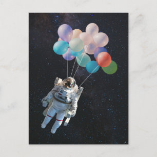 Cartes Pour Fêtes Annuelles Astronaute Stars & Space Colorful Balloons