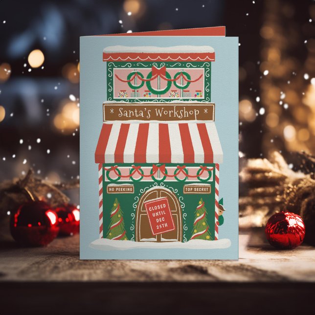 Cartes Pour Fêtes Annuelles Atelier du Père Noël illustré (Créateur téléchargé)