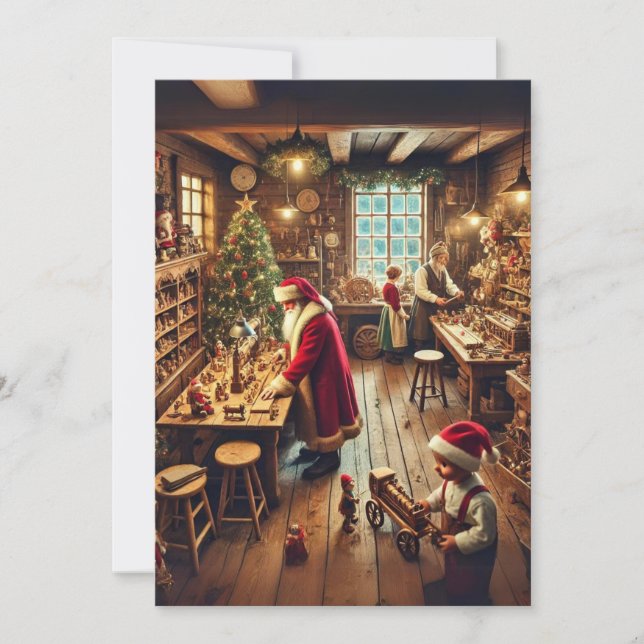 Cartes Pour Fêtes Annuelles Atelier magique père Noël (Devant)
