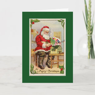Cartes Pour Fêtes Annuelles Atelier père Noël vert