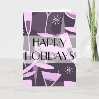 Cartes Pour Fêtes Annuelles Atomic 50s Rétro Cocktail Martini Joyeux Noël