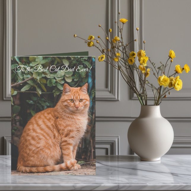 Cartes Pour Fêtes Annuelles Au meilleur chat papa jamais personnalisé photo et (Créateur téléchargé)
