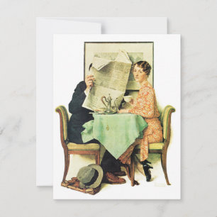 Cartes Pour Fêtes Annuelles Au Petit Déjeuner Table 1930 Norman Rockwell