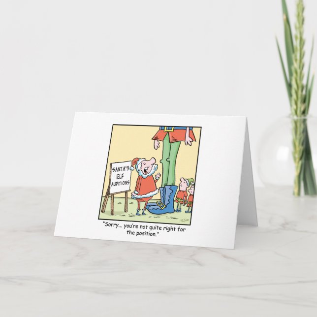 Cartes Pour Fêtes Annuelles Audition d'Elf de bande dessinée de Noël (Devant)