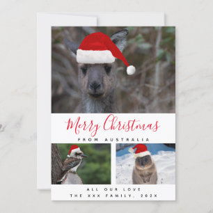 Cartes Pour Fêtes Annuelles Australian Animals Red Script Multi Photo Collage