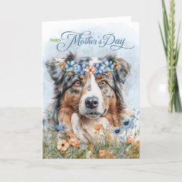 Cartes Pour Fêtes Annuelles Australian Shepherd Dog Fête des Mères Botaniques