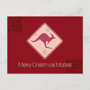 Cartes Pour Fêtes Annuelles Australie Noël kangourou drôle panneau de route
