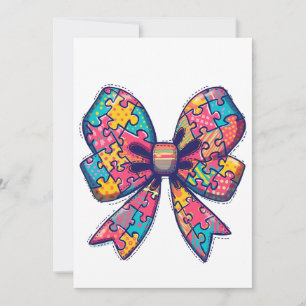 Cartes Pour Fêtes Annuelles Autisme Maman Puzzle Pièce Coquette Bow Ruban Auti