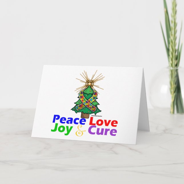 Cartes Pour Fêtes Annuelles Autisme Paix Amour Joie Cure (Devant)