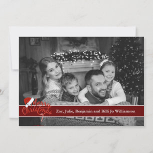 Cartes Pour Fêtes Annuelles Auto Black and White Photo With Santa Hat