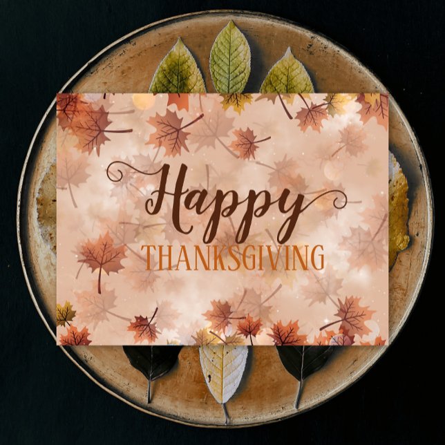 Cartes Pour Fêtes Annuelles Automne Automne Bon thanksgiving Feuille Brown (Créateur téléchargé)