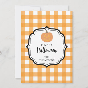 Cartes Pour Fêtes Annuelles Automne Automne Orange Plaid Halloween Citrouille