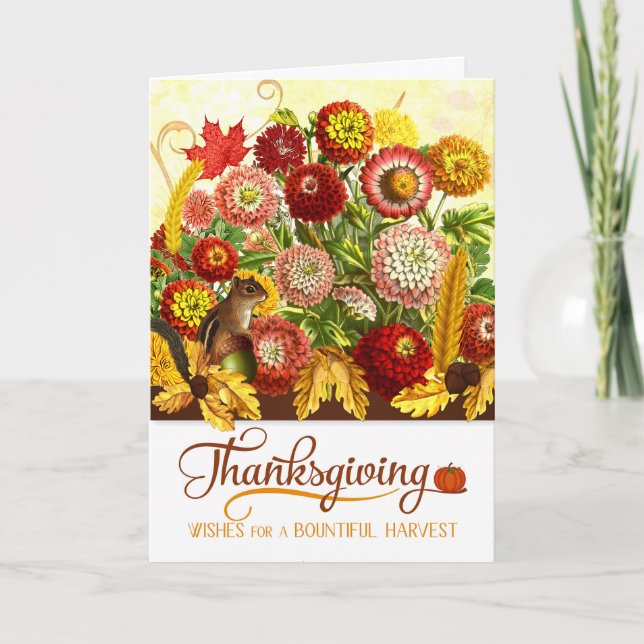 Cartes Pour Fêtes Annuelles Automne Chrysanthemum Jardin Thanksgiving (Devant)