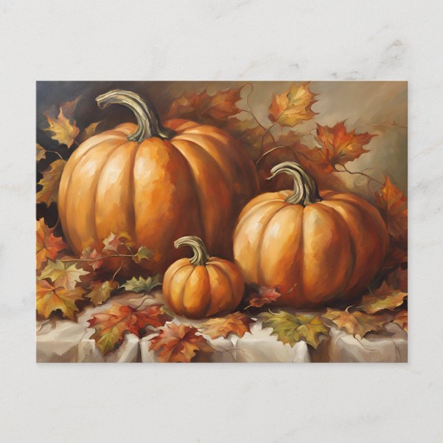 Cartes Pour Fêtes Annuelles Automne Citrouille Harvest, Automne Feuilles (Devant)