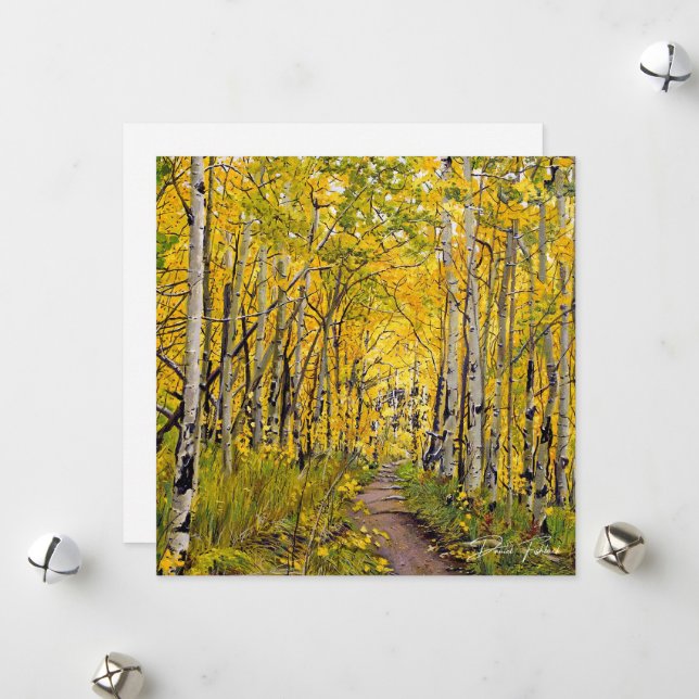 Cartes Pour Fêtes Annuelles Automne dans les arbres d'Aspen (Devant/Arrière en situation)