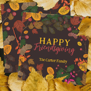 Cartes Pour Fêtes Annuelles Automne Feuilles Acorns Berries Joyeux Ami