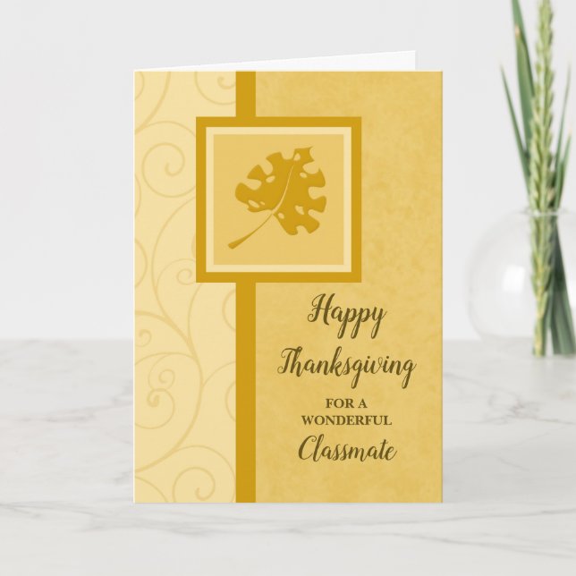 Cartes Pour Fêtes Annuelles Automne Feuilles Bon thanksgiving Classmate (Devant)