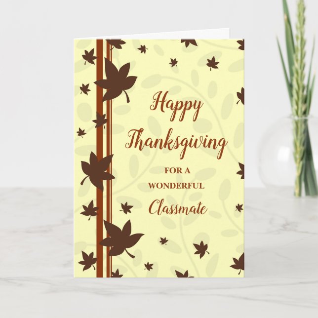 Cartes Pour Fêtes Annuelles Automne Feuilles Bon thanksgiving Classmate (Devant)