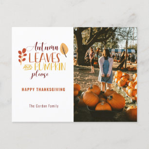 Cartes Pour Fêtes Annuelles Automne Feuilles Citrouille S'Il Vous Plaît Photo 